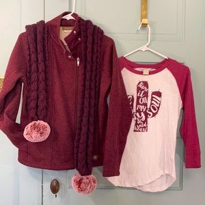 Ariat Full Zip Fleece, Scarf and T M